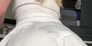 Grace Charis slutty bathroom strip down starting with small skirt ending when I finis