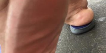 SSbbw huge size 14 triple wide soles busters omg in gas station whew I know her daughter