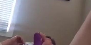 Purple hair girl on webcam 