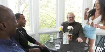 Spencer Bradley takes on 2 BBCs while cuckold hubby does nothing