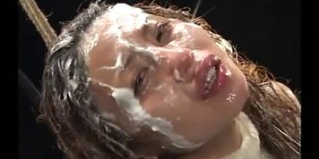 WAM Japanese girl gives head covered in cream and chocolate