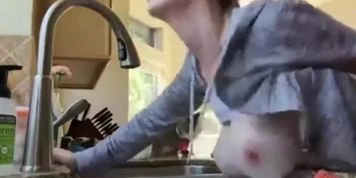 Fucking mature woman in the ass in kitchen