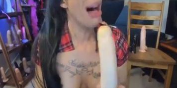 Lightskin Girl Assfucked with dildo and squirts