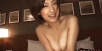 Beautiful Japanese babe goes naughty riding a rough piece