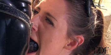 Strapon Masked Mistress Dominates Girl
