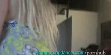 Doggy lapdance from BIG tits blonde