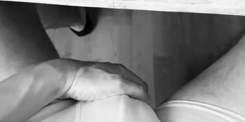 Home Office  Horny German guy is playing with his cock 