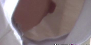 Asian teen filmed outside