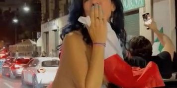 italian girl celebrating something