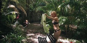 Teenage beauty roughly banged outdoors