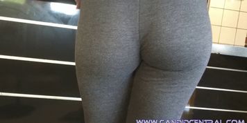Cute Teen in Leggings Showing off her Sexy little Ass