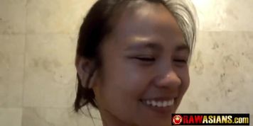 Big titted cutie getting hammered after showering