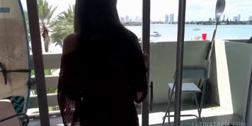 POV blowjob scene with teen brunette latina hottie