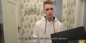 DEBT4k. Russian shopaholic fucked by debt collector in front of Hubby