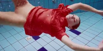 Avenna enjoys swimming in the pool