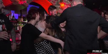 PUBLIC DISGRACE - Public sluts sucking cock in group before facial cumshot