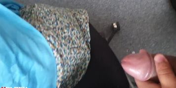 I flash and cum a user at work