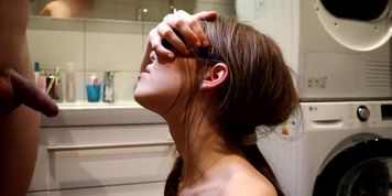 Pissing in the amateur girls mouth until she starts gagging and then on her face and hair (Nubiles)