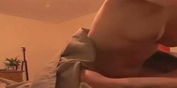 Mom gets scared alone and joins step son in bed all naked and rides his big hard cock