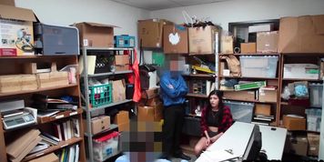 Shoplifting slender teen busted and fucked by security