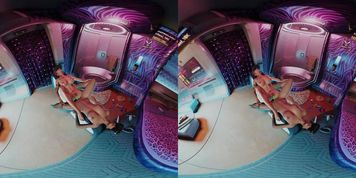 VReal_18K Scissoring with glowing dildo and wearing VR headset - Cyberpunk 2077 lesbian tribadism parody featuring Judy Alvarez 