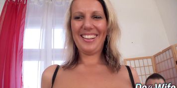 Blonde MILF Lucy Angel Fucks a Young Stud While Cuckold Watches