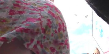 Upskirt vid made in public shows flabby-ass gal