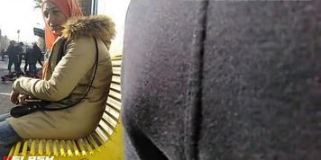 Hijab Woman Stares At Cock Bulge