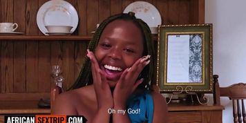 This Skinny Ebony Teen Skips Her Shift For A Plane Ticket... Rode My Cock On The Dinner Table