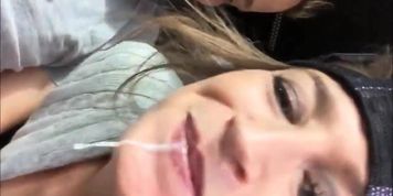 Slut car oral creampie