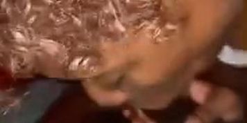 Slim thick dark skin girl sucking some good cock