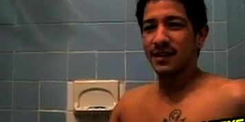 Horny Justin strips down and strokes his juicy harc cock