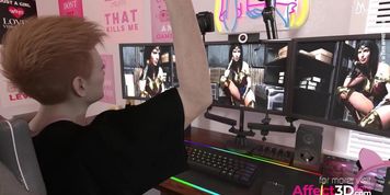 Futanari gamer fucking her favorite superheroine in a 3D animated porn