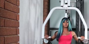 Ebony trans babe with bigtits masturbating - video 1