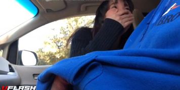 Japanese supervisor flashing in car