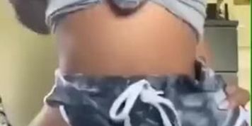 Girl Rides Dildo In Shorts