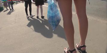 Attractive ass in upskirt thong movie by young chick
