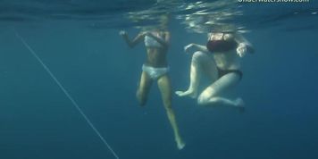Naked girls on Tenerife having fun in the water