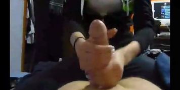 she finishes the job - solid handjob