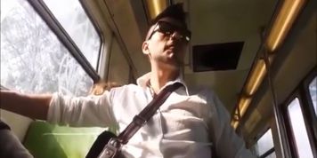 Gorgeous guy gets the big bulge touched on the subway