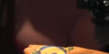 Topless challenge on French Radio Show