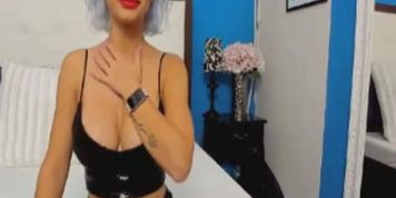 Blue Haired Girl Doing Her Cowgirl On Her Dildo (This Horny Girl)