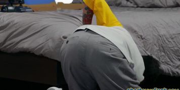 Chubby cougar rides and blows hung short guy before titjob (Juan El Caballo Loco)
