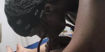 ebony teen sucks white cock