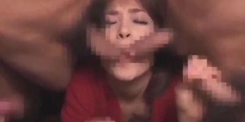 Cute Japanese Cum Whore MIHIRO Sucks FIVE Cocks