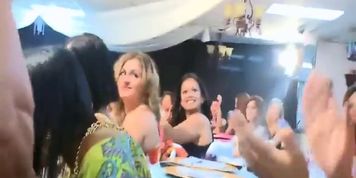 Crazy up Wife Strips Naked while Ladies Suck off Stripper Cocks