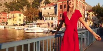 Walking with my red dress