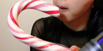 ASMR Lips: Licking Big Candy Cane