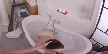 Tmwvrnet.Com - Arwen Gold - Wet Brunette Enjoys Bubble Bath And Hardcore Screw