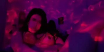 Latina plays with her transparent dildo